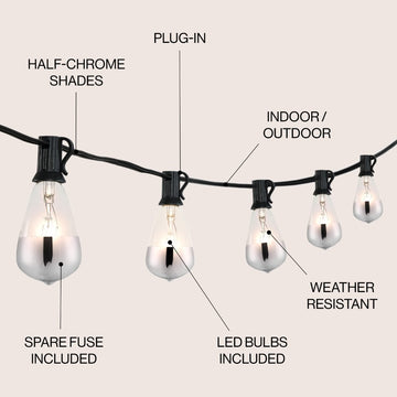 10-Light Indoor/Outdoor 10 ft. Rustic Industrial ST38 Clear Bulb String Lights